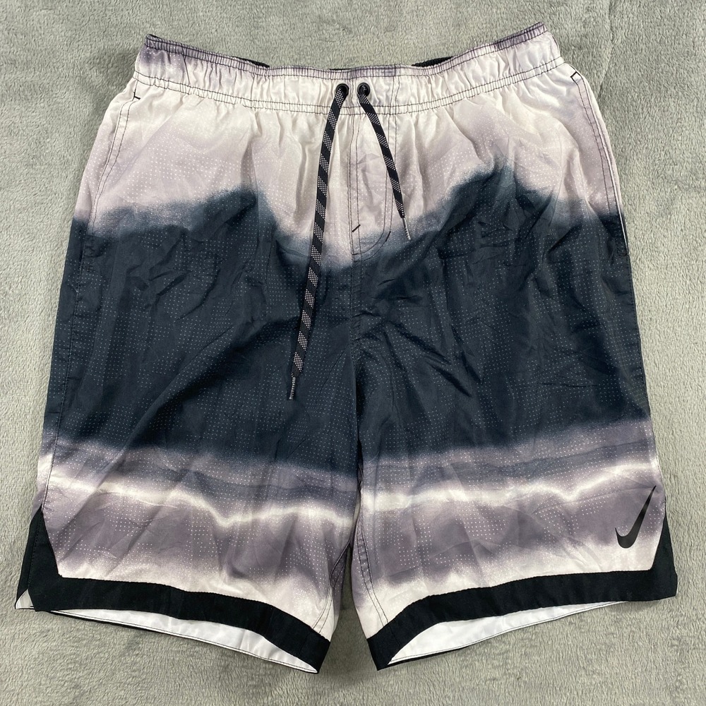Nike Athletic Shorts Men's L Black White Gradient Print‎ Drawstring Mesh